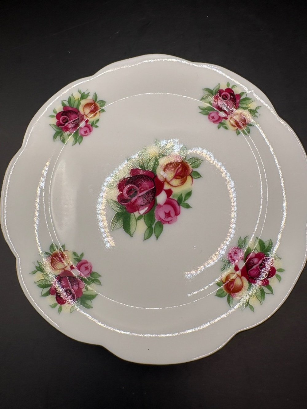 Rose Round Ceramic Trinket Dish Made in China